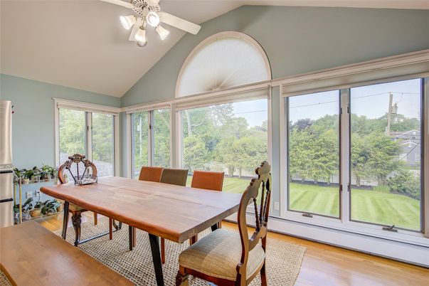 Dining room, Interior, Sun Room, Wood Texture Flooring