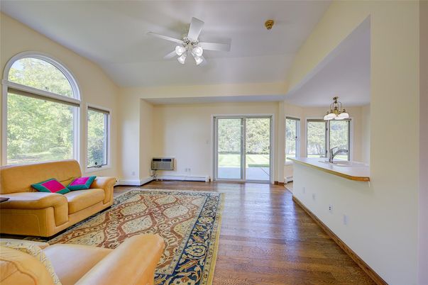 Interior, Living room, Pendant Lights, Wood Texture Flooring
