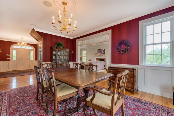 Chandelier, Dining room, Interior, Wood Texture Flooring