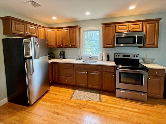 Interior, Kitchen, Recessed Lighting, Wood Texture Flooring