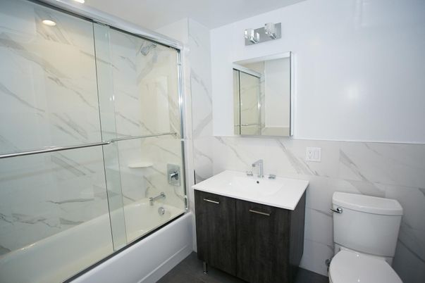Bathroom, Glass Shower, Interior, Marble Walls, Recessed Lighting