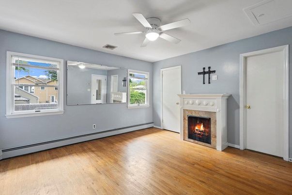 Empty room, Fireplace, Interior, Wood Texture Flooring