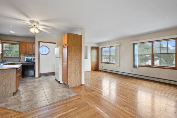 Interior, Kitchen, Recessed Lighting, Wood Texture Flooring
