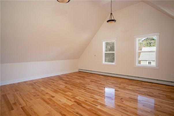 Empty room, Interior, Pendant Lights, Wood Texture Flooring