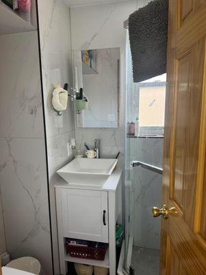 Bathroom, Glass Shower, Interior, Marble Walls