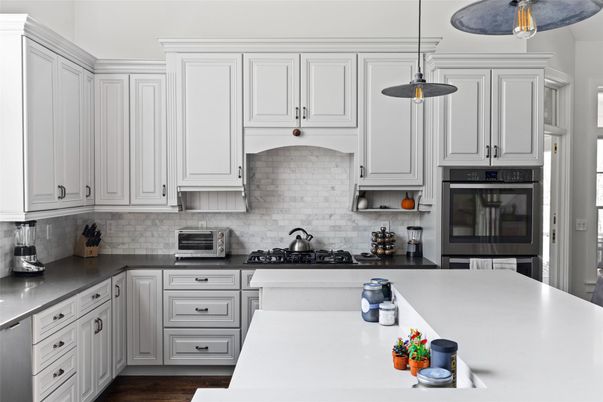 Interior, Kitchen, Pendant Lights, Stainless Steel Appliances, Wood Texture Flooring