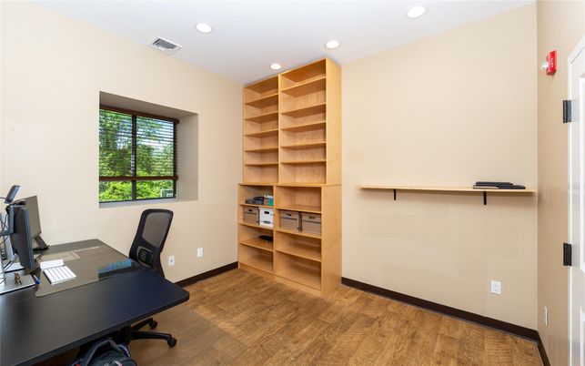 Home Office, Interior, Recessed Lighting, Wood Texture Flooring