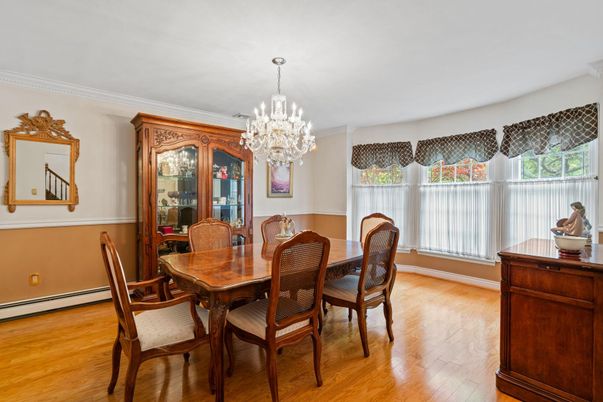 Chandelier, Dining room, Interior, Wood Texture Flooring