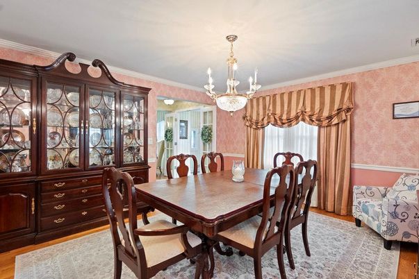 Chandelier, Dining room, Interior, Wood Texture Flooring