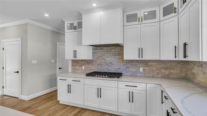 Interior, Kitchen, Recessed Lighting, Wood Texture Flooring
