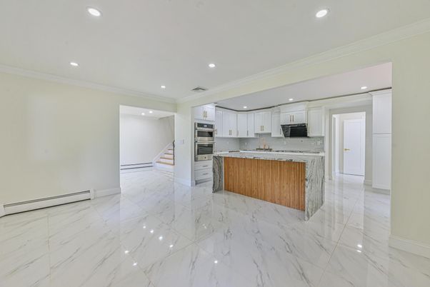 Interior, Kitchen, Marble, Recessed Lighting, Stainless Steel Appliances