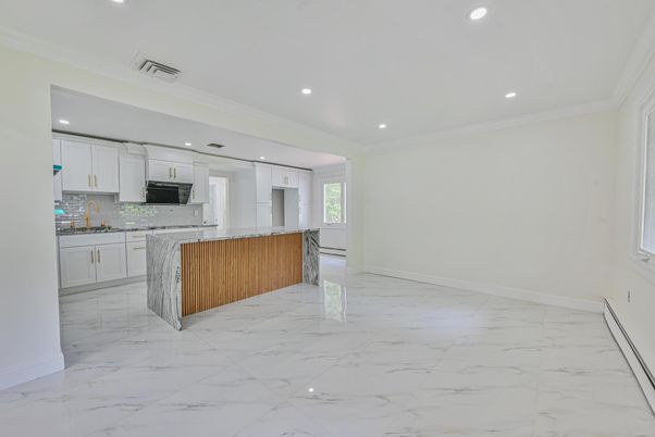 Interior, Kitchen, Marble, Recessed Lighting, Stainless Steel Appliances