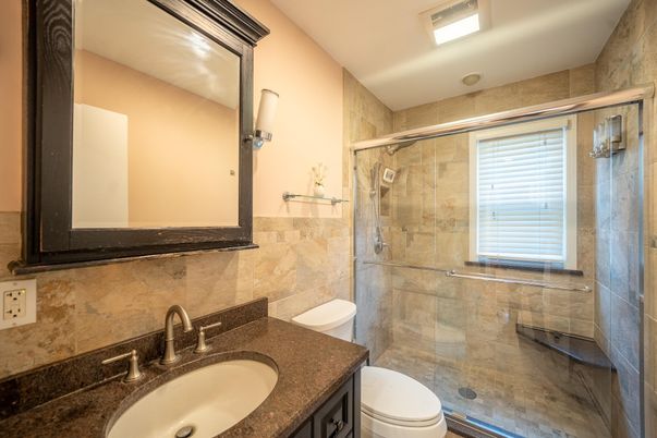 Bathroom, Glass Shower, Interior, Recessed Lighting