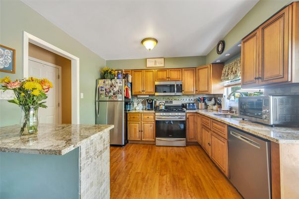 Interior, Kitchen, Stainless Steel Appliances, Wood Texture Flooring