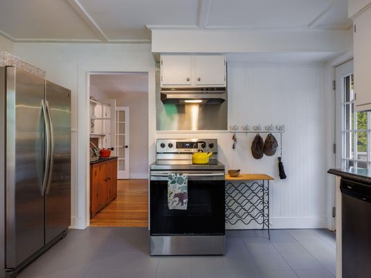 Interior, Kitchen, Stainless Steel Appliances, Wood Texture Flooring