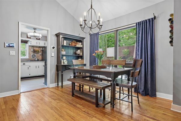 Chandelier, Dining room, Interior, Wood Texture Flooring