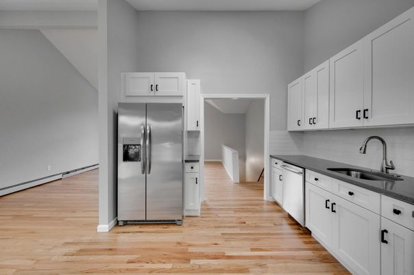 Interior, Kitchen, Stainless Steel Appliances, Wood Texture Flooring