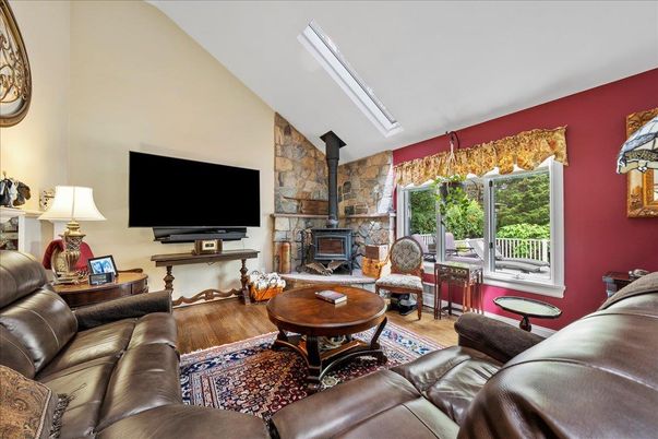 Fireplace, Interior, Living room, Stone Walls, Wood Texture Flooring