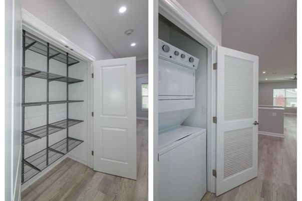 Interior, Recessed Lighting, Utility Closets, Washer, Wood Texture Flooring
