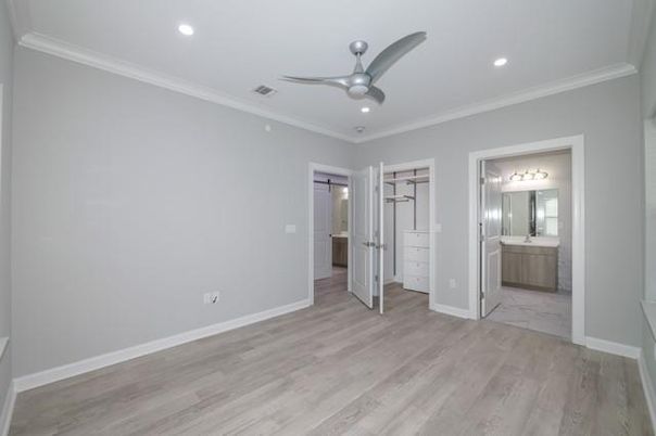 Bathroom, Empty room, Interior, Marble, Recessed Lighting, Wood Texture Flooring