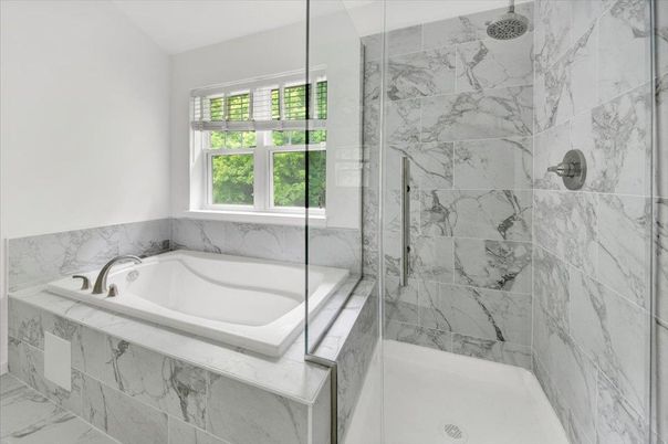 Bathroom, Glass Shower, Interior, Marble Walls