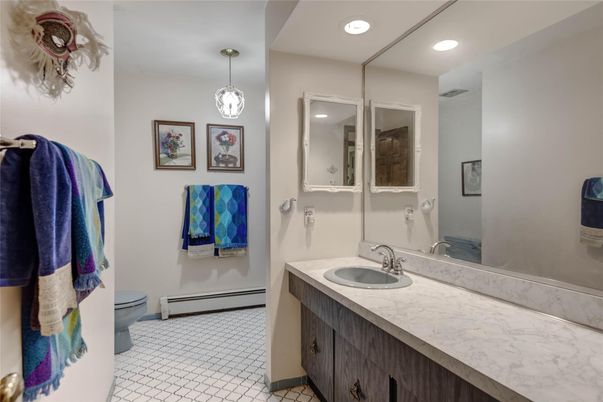 Bathroom, Dual Sink Vanities, Interior, Pendant Lights, Recessed Lighting