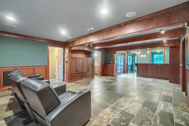 Home Theatre Room, Interior, Recessed Lighting, Wooden Walls