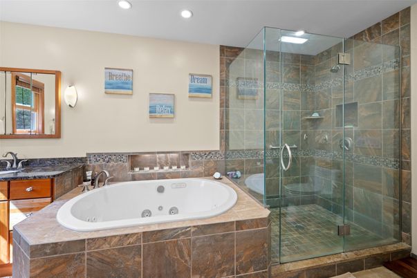 Bathroom, Glass Shower, Interior, Recessed Lighting