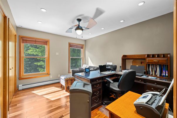 Home Office, Interior, Recessed Lighting, Wood Texture Flooring
