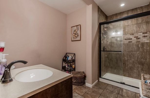Bathroom, Glass Shower, Interior, Recessed Lighting