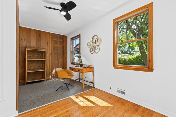 Home Office, Interior, Wood Texture Flooring, Wooden Walls