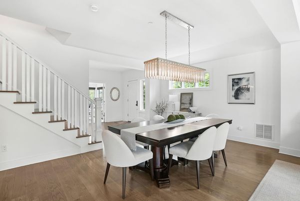 Chandelier, Dining room, Interior, Wood Texture Flooring