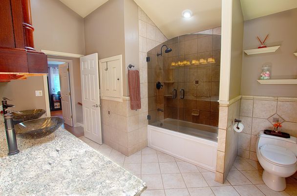 Bathroom, Glass Shower, Interior, Recessed Lighting