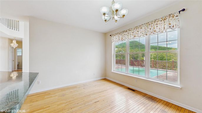 Chandelier, Empty room, Interior, Wood Texture Flooring