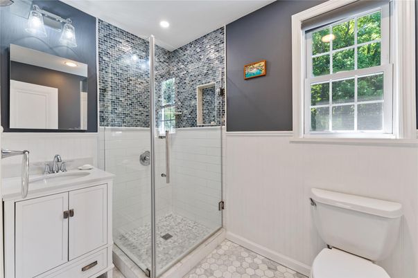 Bathroom, Glass Shower, Interior, Recessed Lighting