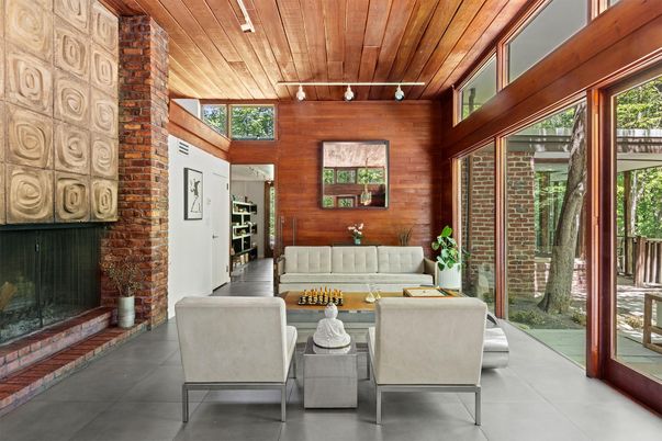 Fireplace, Interior, Living room, Stone Walls, Wooden Ceilings, Wooden Walls