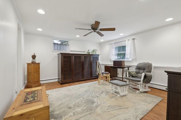 Home Office, Interior, Recessed Lighting, Wood Texture Flooring