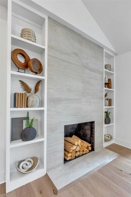 Fireplace, Interior, Wood Texture Flooring