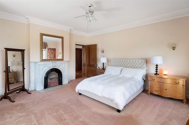 Bedroom, Fireplace, Interior