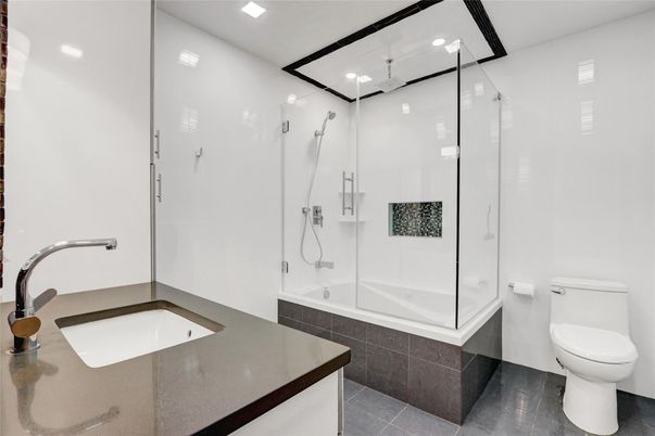 Bathroom, Glass Shower, Interior, Recessed Lighting