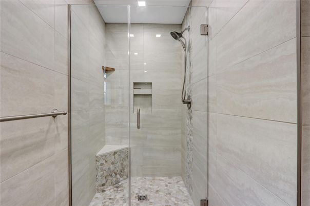 Bathroom, Glass Shower, Interior, Recessed Lighting