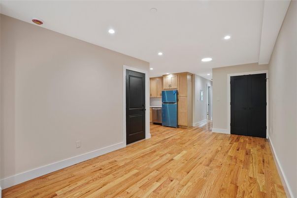 Interior, Kitchen, Recessed Lighting, Wood Texture Flooring