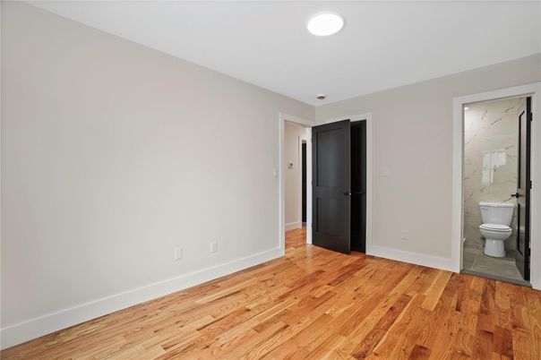Bathroom, Empty room, Interior, Recessed Lighting, Wood Texture Flooring