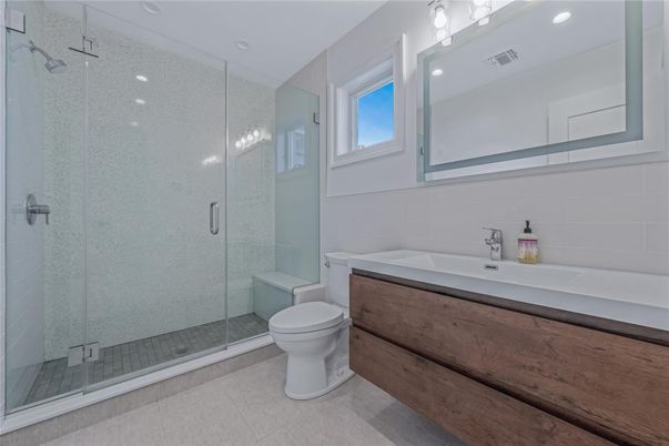 Bathroom, Glass Shower, Interior, Recessed Lighting
