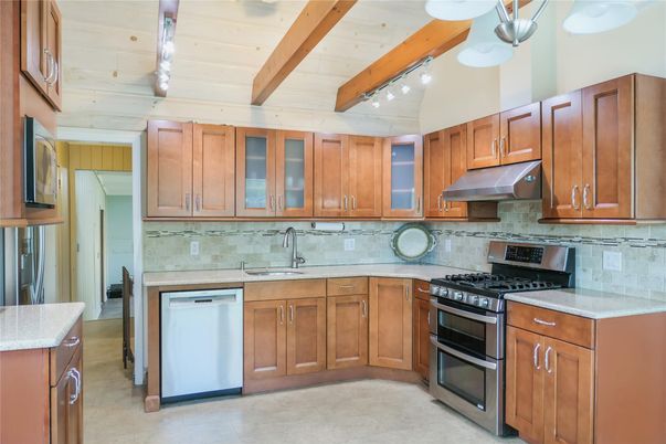 Interior, Kitchen, Stainless Steel Appliances, Wooden Beams