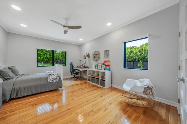Bedroom, Home Office, Interior, Recessed Lighting, Wood Texture Flooring