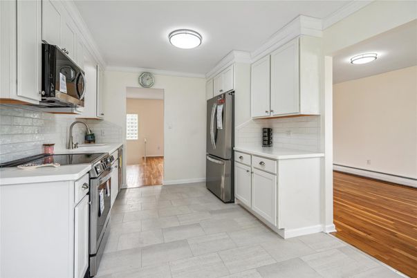 Interior, Kitchen, Stainless Steel Appliances, Wood Texture Flooring