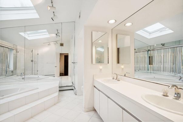 Bathroom, Dual Sink Vanities, Glass Shower, Interior, Recessed Lighting