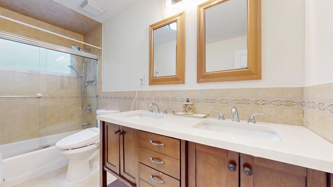 Bathroom, Dual Sink Vanities, Glass Shower, Interior