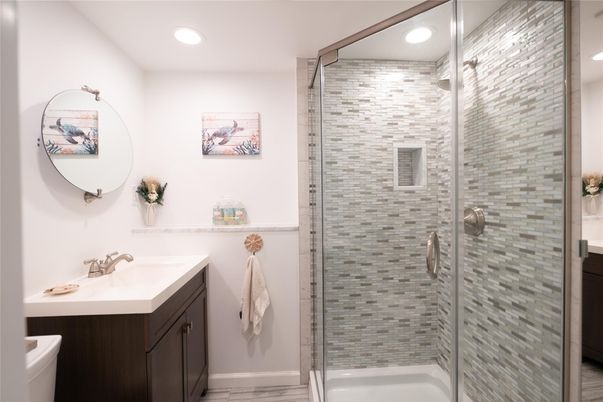 Bathroom, Glass Shower, Interior, Recessed Lighting